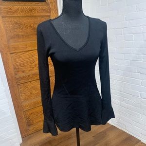 Black v neck sweater flare sleeve flare waist Med